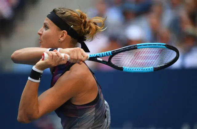 Lucie Safarova of the Czech Republic returns