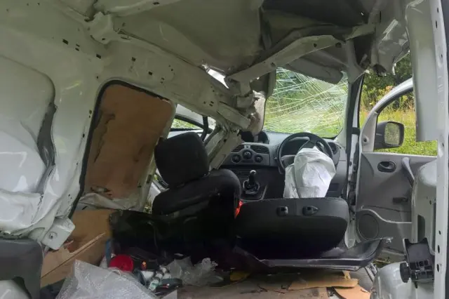 Crashed van