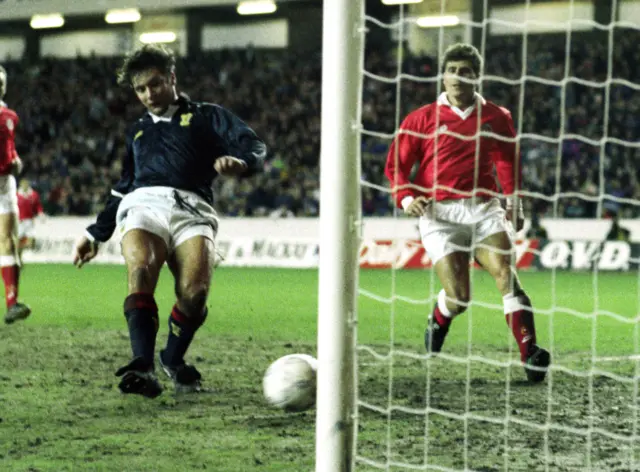 Ally McCoist scores for Scotland against Malta