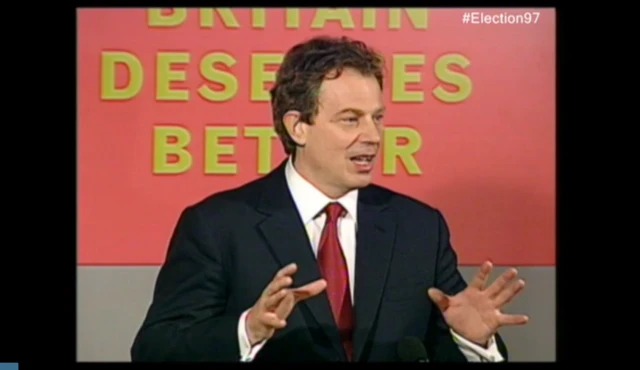 Tony Blair on election night 1997