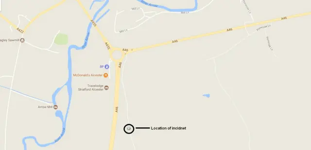 Map showing location of incident