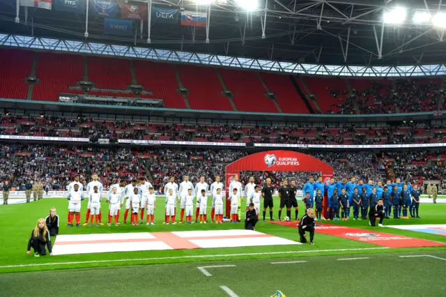 England and Slovakia players