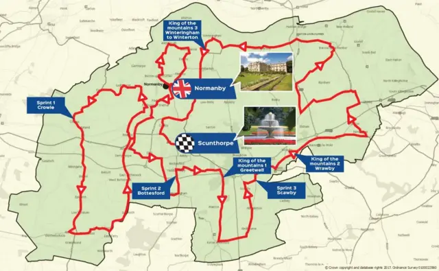 Map of stage 3 of Tour of Britain