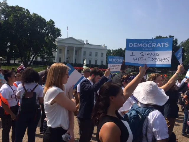 Protesters outside the White House.