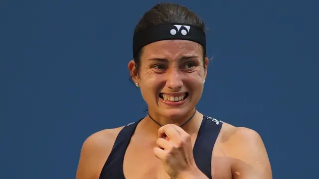 Anastasija Sevastova of Latvia reacts