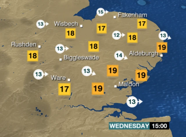 Wednesday's weather map