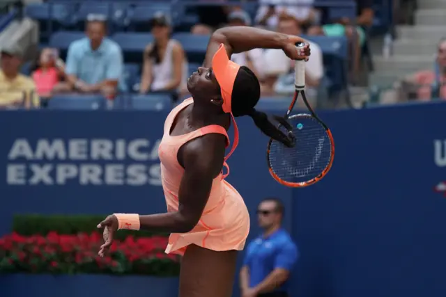 Sloane Stephens of the US serves