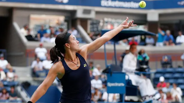 Anastasija Sevastova of Latvia serves