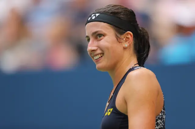 Anastasija Sevastova of Latvia smiles