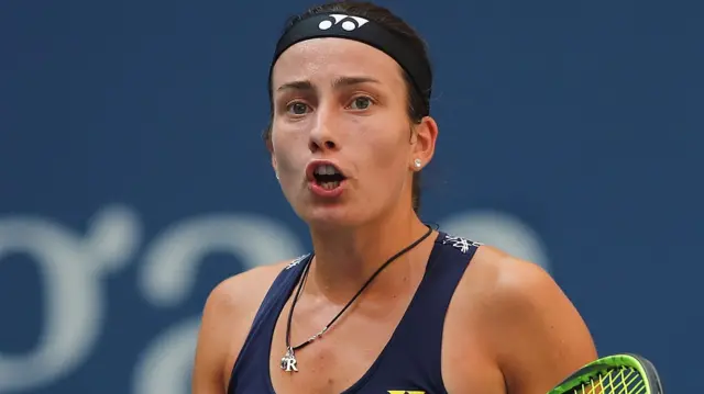 Anastasija Sevastova of Latvia reacts