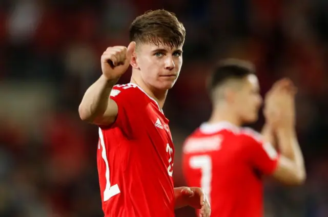 Ben Woodburn in action for Wales