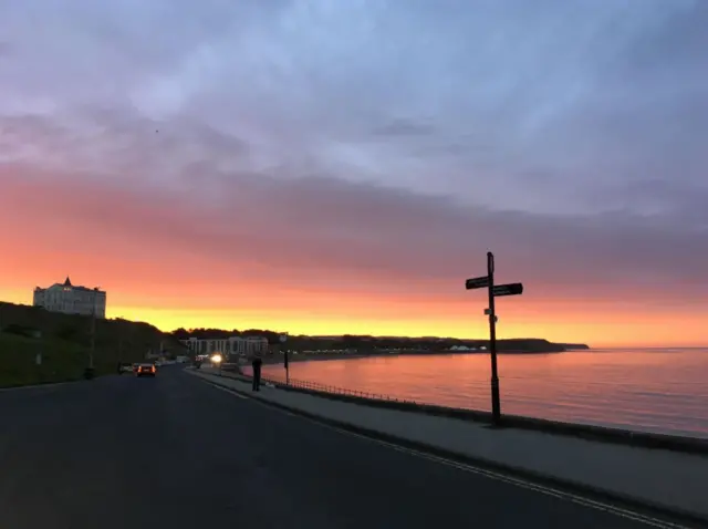 Sunset over the North Sea in Scarborough