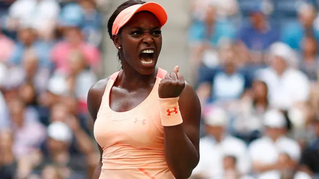 Sloane Stephens of the US celebrates