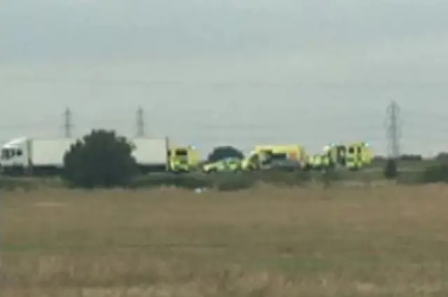 Crash scene at M62 Eggborough