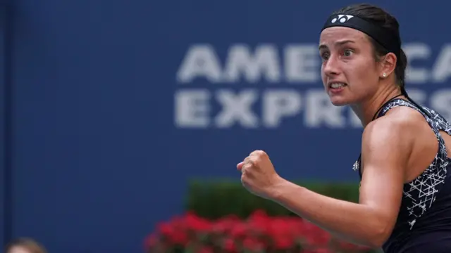 Anastasija Sevastova of Latvia celebrates