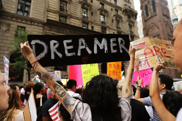 Protesters outside of Trump Tower in New York City.