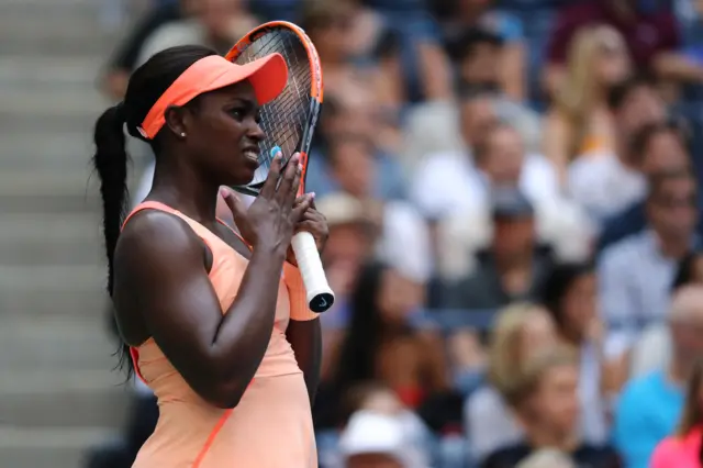 Sloane Stephens of the United States reacts