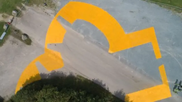 The outline of the blockhouse walls were marked out in July for people to see