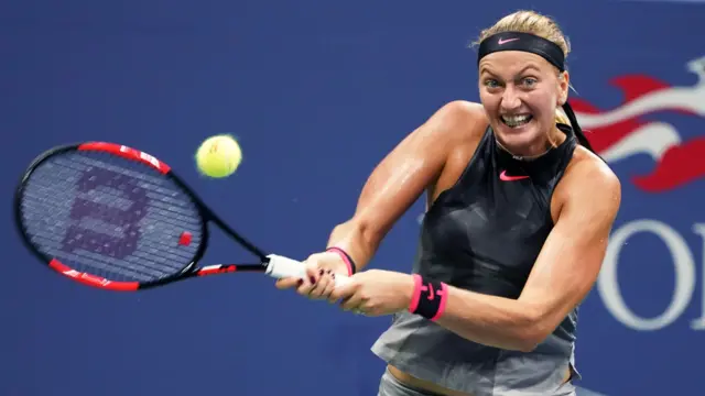 Petra Kvitova returns the ball