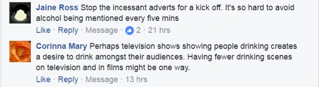 A facebook page showing comments