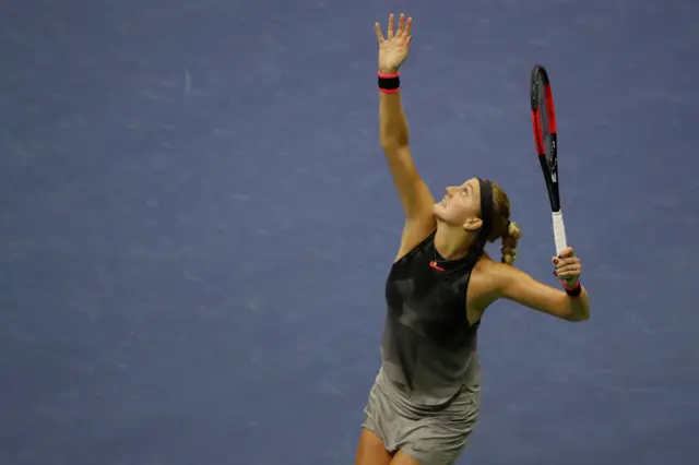 Petra Kvitova of the Czech Republic serves