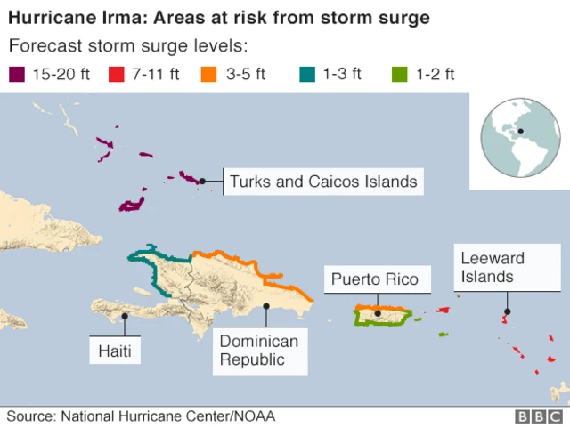 Areas at risk from storm surge