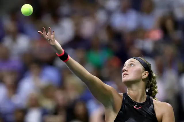 Petra Kvitova of Czech Republic serves