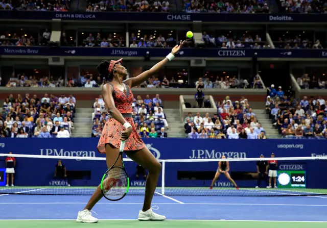 Venus Williams of the United States serves