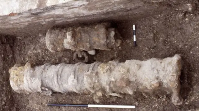 The structure was partly excavated in 1997 when these guns were uncovered