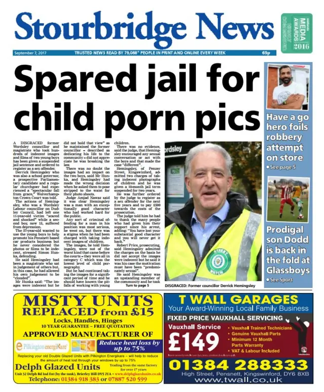 Stourbridge News front page