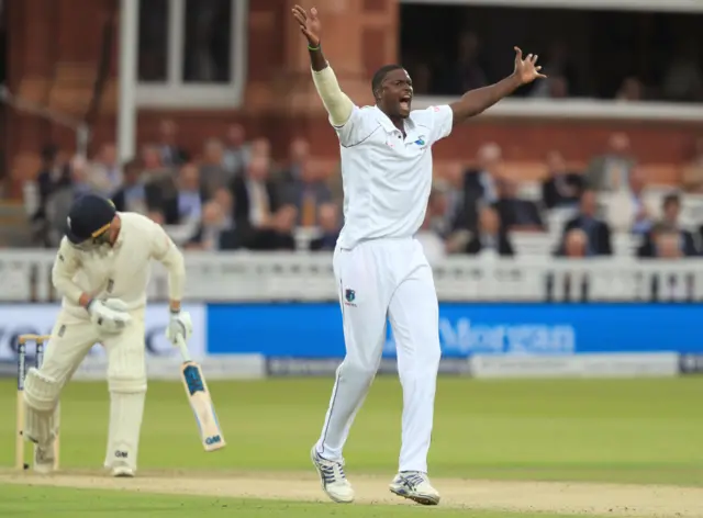 Jason Holder appeals for lbw against Tom Westley