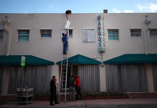 People prepare for the possible arrival of Hurricane Irma in Miami Beach, Florida