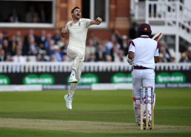 James Anderson celebrates