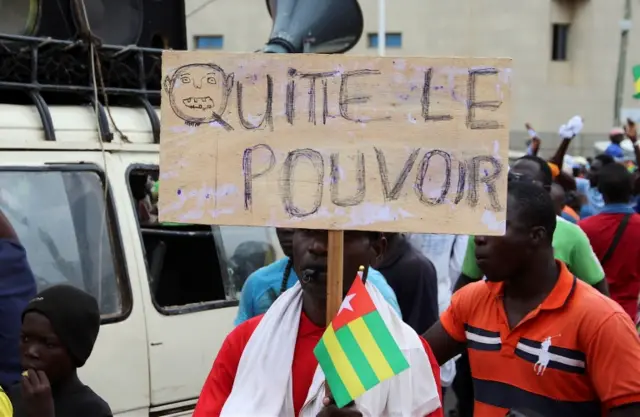 Protester with placard