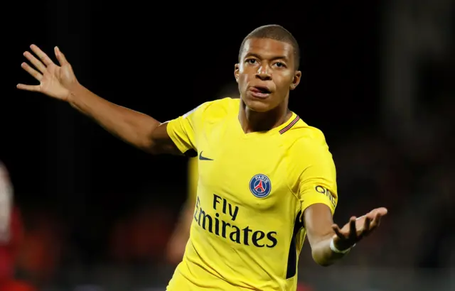 Kylian Mbappe celebrates