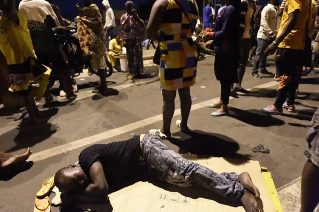 Protesters at the all-night vigil in Lomé