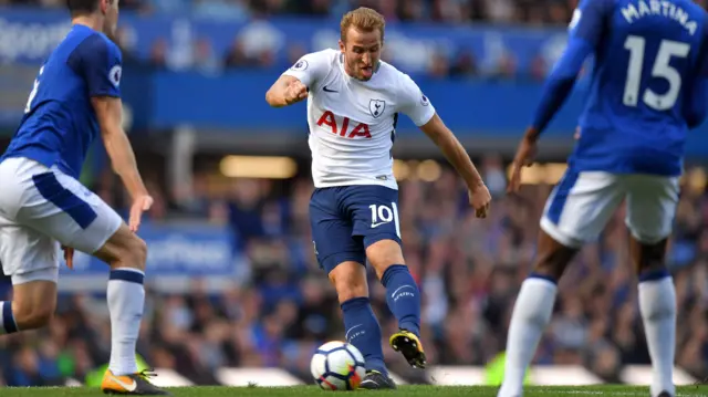 Harry Kane hits a shot