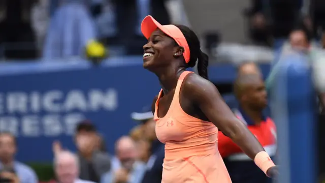Sloane Stephens of the US celebrates
