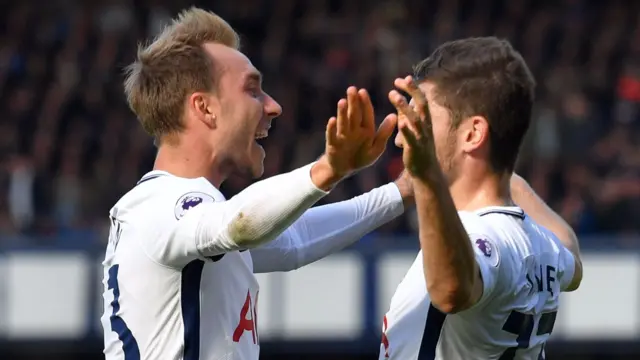 Christian Eriksen celebrates