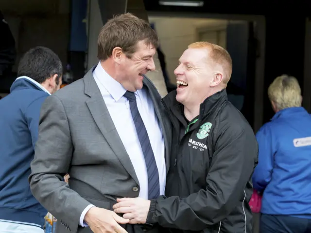 Hibernian boss Neil Lennon (right) with St Johnstone counterpart Tommy Wright