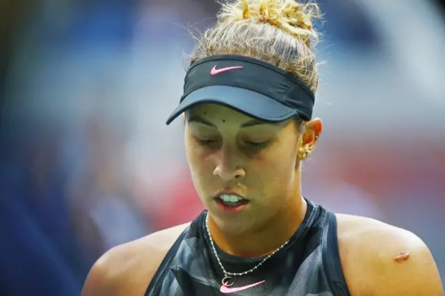 Madison Keys of the United States reacts