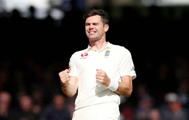 James Anderson celebrates taking