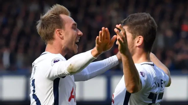 Christian Eriksen celebrates