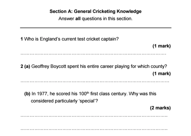 Cricket exam