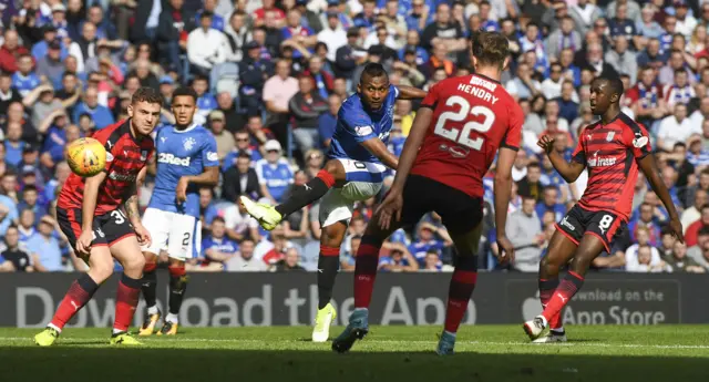 Alfredo Morelos shoots