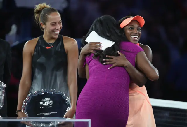 Sloane Stephens at the trophy presentation