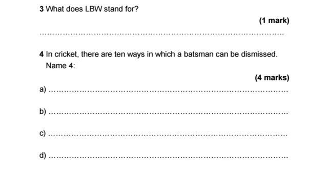 Cricket exam