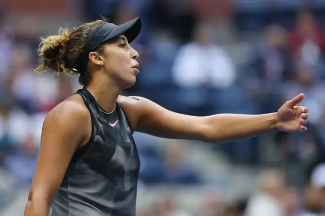 Madison Keys of the United States reacts