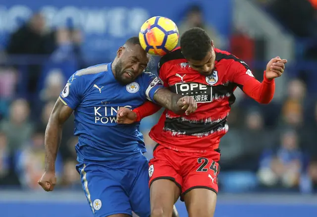 Wes Morgan and Steve Mounie
