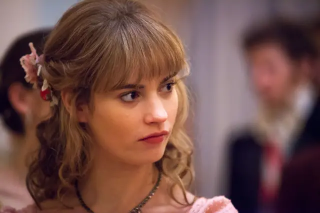 Lily James playing Natasha Rostov in the BBC's War and Peace
